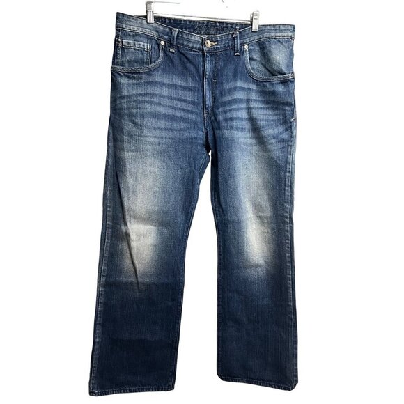 Levis SilverTab Mens Blue Distressed Relaxed Denim Bootcut Jeans Stretch 38x32